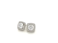 Cushion Earrings with Cubic Zirconia in Sterling Silver