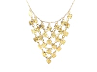 14k Yellow Gold Bib Style Textured Hearts Necklace