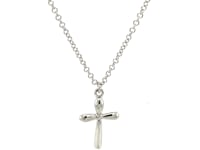 Sterling Silver Polished Rounded Cross Necklace