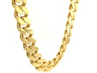 14k Two Tone Gold Miami Cuban Chain Necklace with White Pave