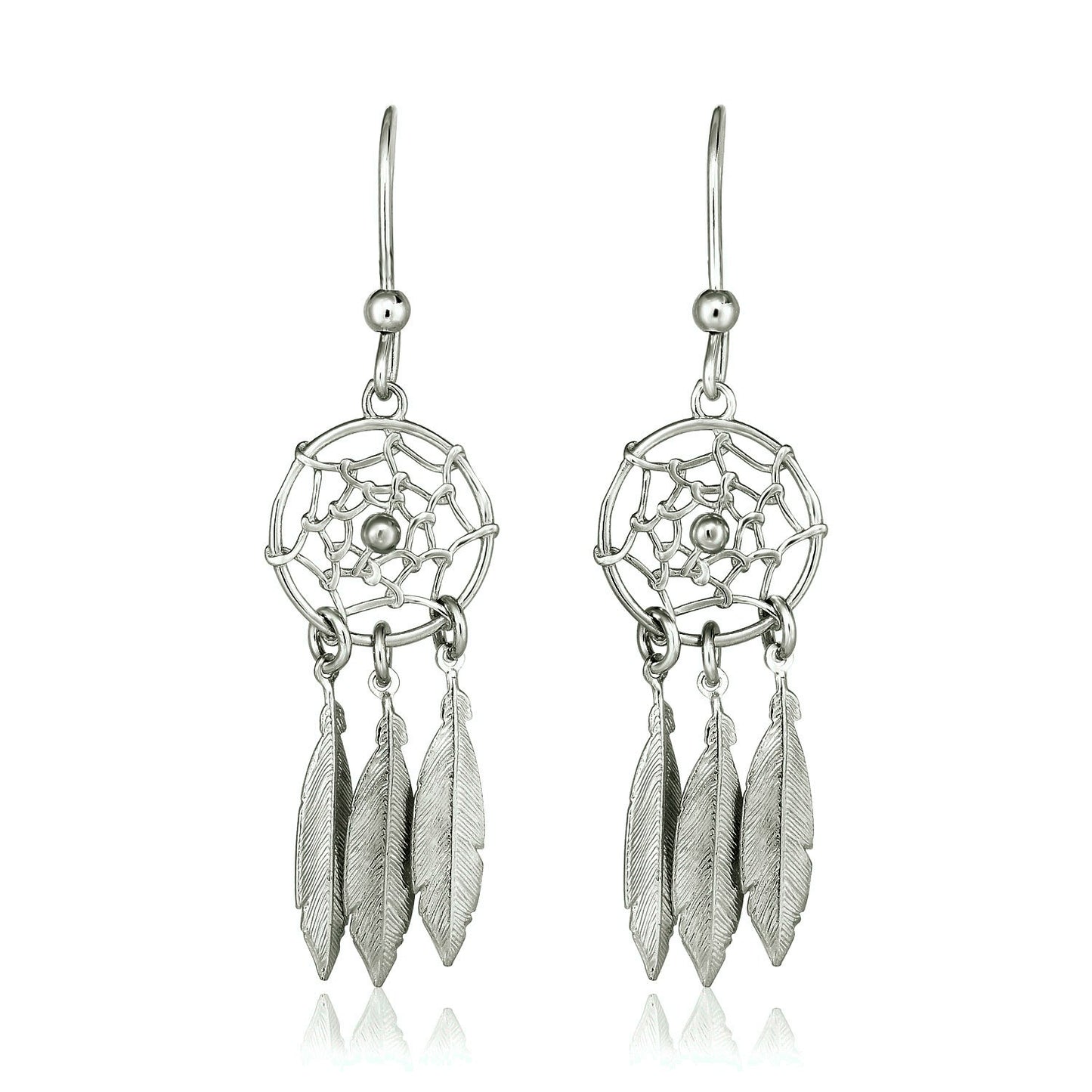 Sterling Silver Dream Catcher Dangle Earrings