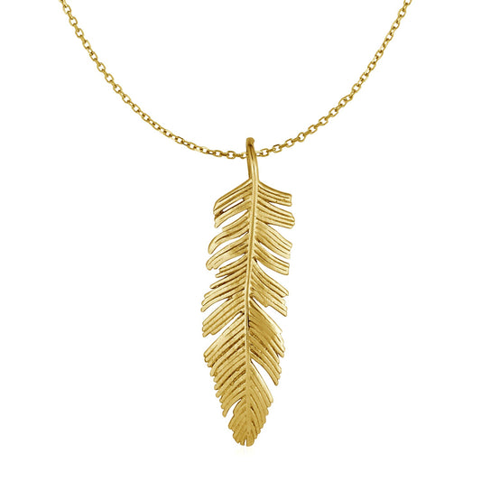 Feather Pendant in 10k Yellow Gold